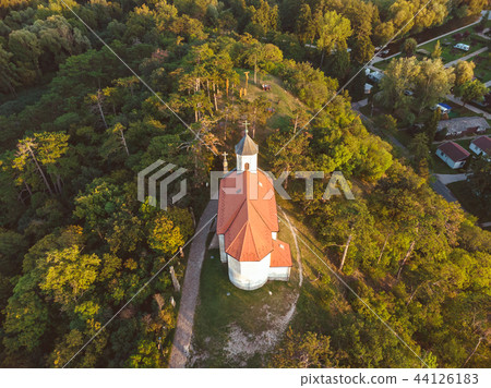 Aerial picture from a small chapel in a Hungary 44126183