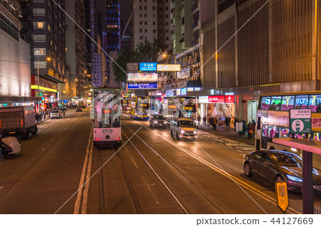 <Hong Kong> Night view of Hong Kong Island-Car shot from Hong Kong tram <Hong Kong> Night view of Hong Kong Island-Car shot from Hong Kong tram 44127669