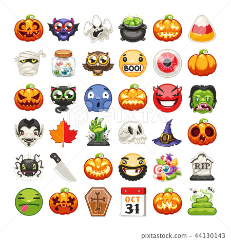 Halloween Emojis Set Flat Vector 44130143