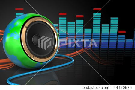 3d illustration of earth globe speaker  44130676