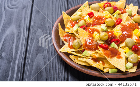 Nachos with sauce salsa 44132571