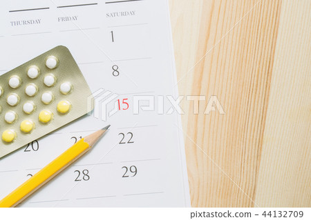 Contraceptive control pills on date of calendar 44132709