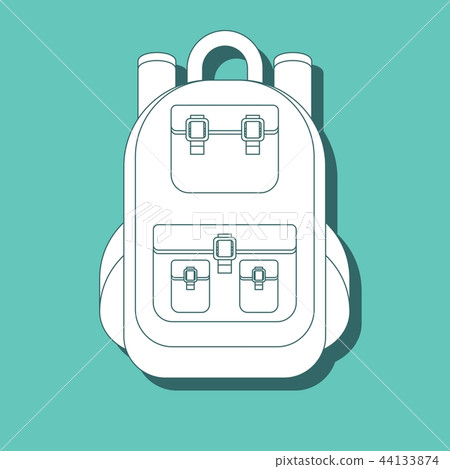 Monochrome silhouette of backpack icon. Stylized simplified symbol of rucksack. 44133874