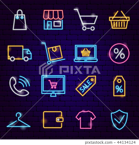 Shopping Neon Icons 44134124