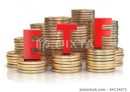 ETF exchange traded fund onthe stacks of coins ETF exchange traded fund onthe stacks of coins 44134871