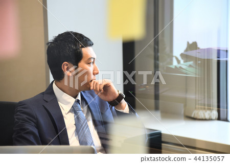 Thinking businessman office Thinking businessman office 44135057
