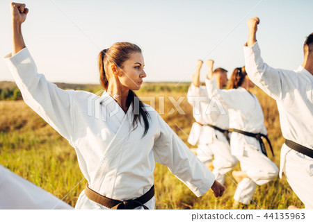 Karate group with master in white kimono 44135963