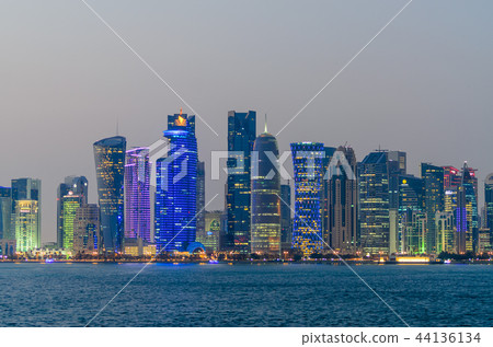 Doha City at night, Qatar 44136134