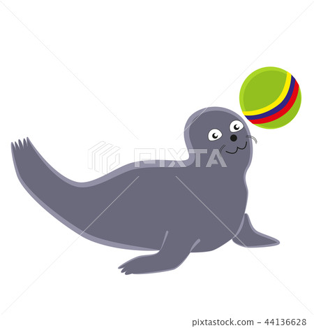 Funny seal playing with a ball. Funny seal playing with a ball. 44136628