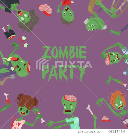 Vecctor zombie cartoon Halloween magic people body parts, green skin human organs Zombie man and Vecctor zombie cartoon Halloween magic people body parts, green skin human organs Zombie man and 44137434