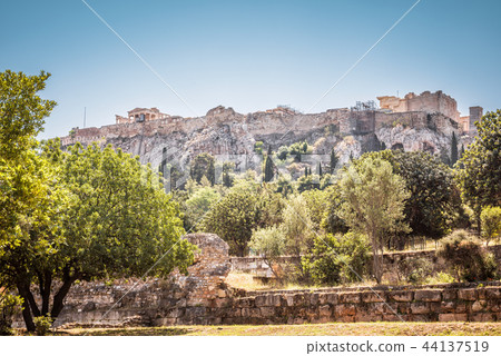 Agora overlooking famous Acropolis hill, Athens 44137519