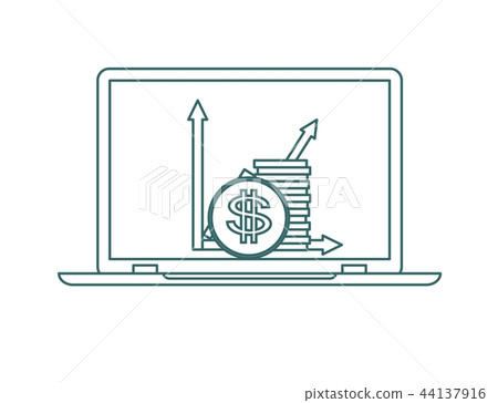 Symbol of growing chart with coins. Symbol of growing chart with coins. 44137916