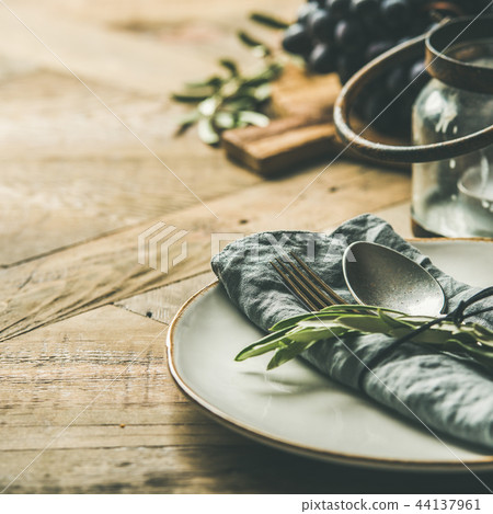 Fall holiday table decoration party setting for gathering, square crop 44137961