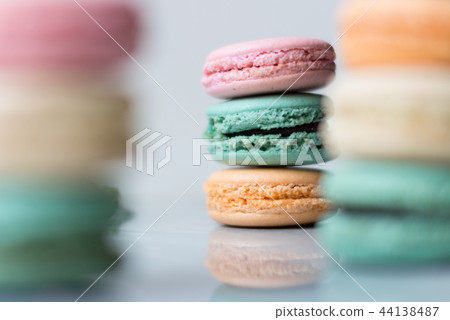 Sweet and colorful macaroon cookies tower. Sweet and colorful macaroon cookies tower. 44138487