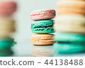 Sweet and colorful macaroon cookies tower. 44138488