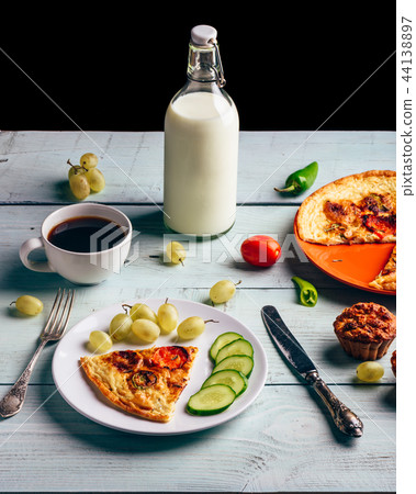 Breakfast with frittata, coffee and muffins 44138897