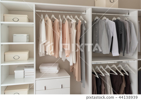 modern closet with clothes modern closet with clothes 44138939