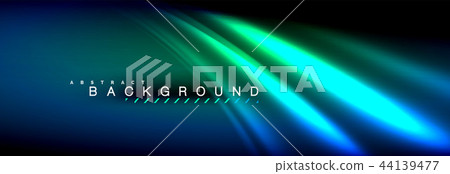 Neon glowing fluid wave lines, magic energy space light concept, abstract background wallpaper 44139477