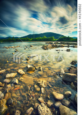 moutaine River with crystal clear water moutaine River with crystal clear water 44140602
