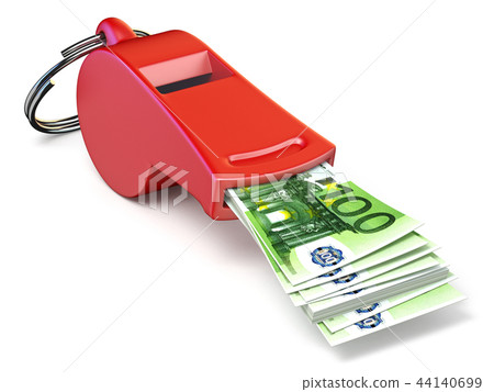 Euro money in red whistle 3D Euro money in red whistle 3D 44140699