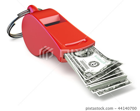Dollar money in red whistle 3D Dollar money in red whistle 3D 44140700