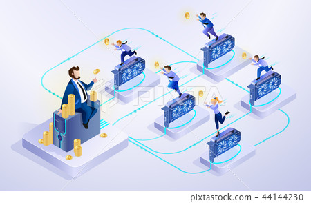 Cryptocurrency Mining. Vector Illustration. Cryptocurrency Mining. Vector Illustration. 44144230