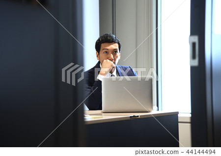 Worried businessman office Worried businessman office 44144494