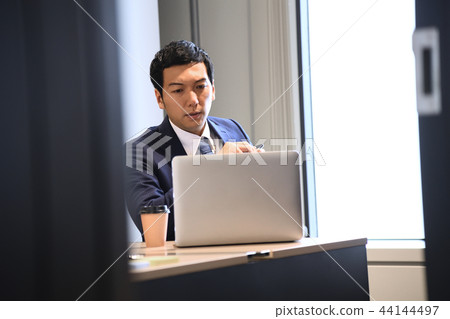 Worried businessman office Worried businessman office 44144497
