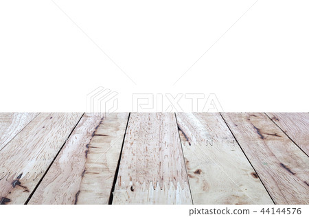 Empty brown old wooden shelf isolated on white 44144576