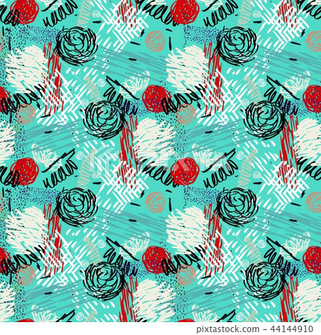 Seamless pattern with abstract flowers. Seamless pattern with abstract flowers. 44144910