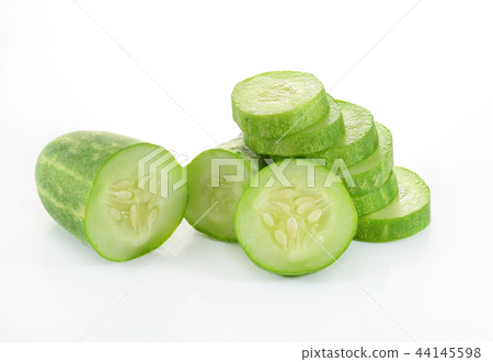 Cucumber and slices isolated  white background. 44145598