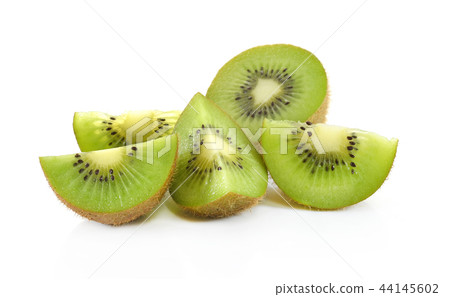 Whole kiwi fruit  on white background 44145602