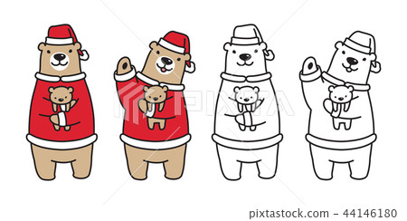Bear vector polar bear Christmas Santa claus Hat - Stock Illustration ...