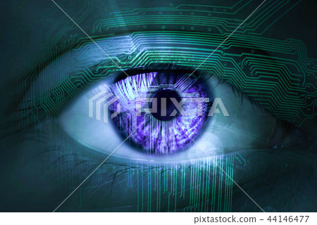 data eye with technical background. one eye glows  44146477