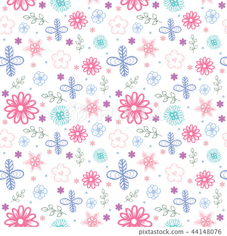 seamless flower pattern vector on a white - Stock Illustration ...