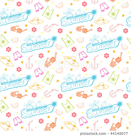 doodle summer beach pattern seamless vector doodle summer beach pattern seamless vector 44148077