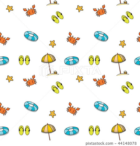 doodle summer beach pattern seamless vector doodle summer beach pattern seamless vector 44148078