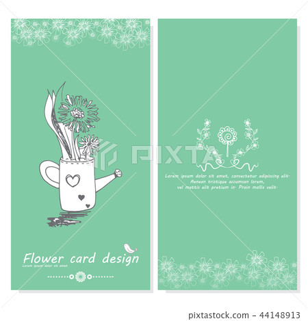 flower doodle vector card green color background flower doodle vector card green color background 44148913