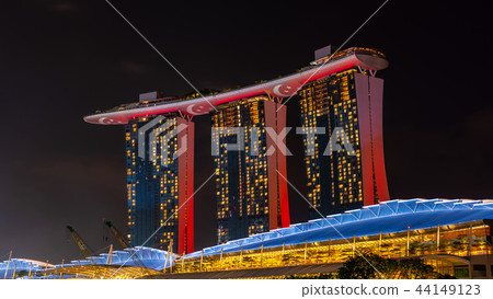 新加坡濱海灣金沙酒店獨立日照亮 44149123