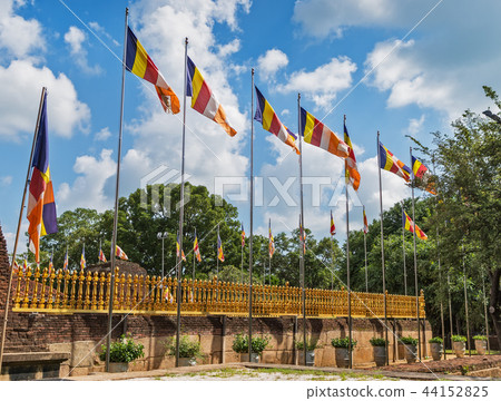 Official flags of the Buddhism flutter on wind Official flags of the Buddhism flutter on wind 44152825