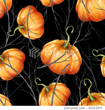 Seamless pattern with orange pumpkins 6 Seamless pattern with orange pumpkins 6 44153073
