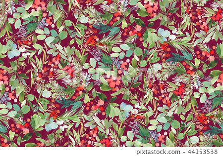 Seamless watercolor Christmas pattern - Stock Illustration [44153538 ...