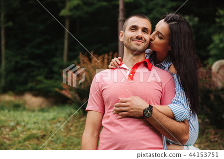Portrait of beautiful couple in autumn weather. 44153751