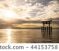Sunrise in Shiga Prefecture, Lake Biwa, Shirasu Shrine 44153758