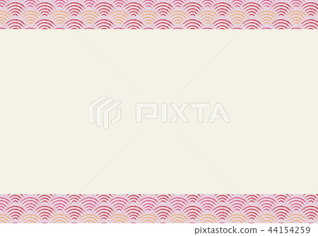 Japanese pattern background | Traditional pattern Aouminami (Seigaiha) vertical | Band with Pink 44154259