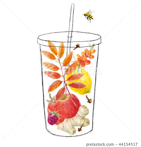 Watercolor autumn floral coffee cup Watercolor autumn floral coffee cup 44154517
