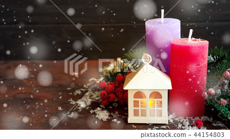Candles, House Lantern and Christmas decoration Candles, House Lantern and Christmas decoration 44154803