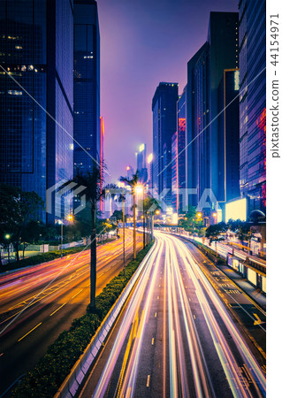 Street traffic in Hong Kong at night 44154971