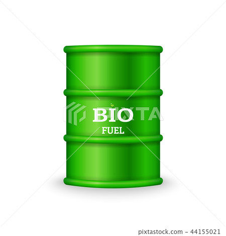 Green metal barrel with bio fuel vector 44155021