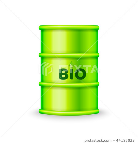 Green metal barrel with bio fuel vector Green metal barrel with bio fuel vector 44155022